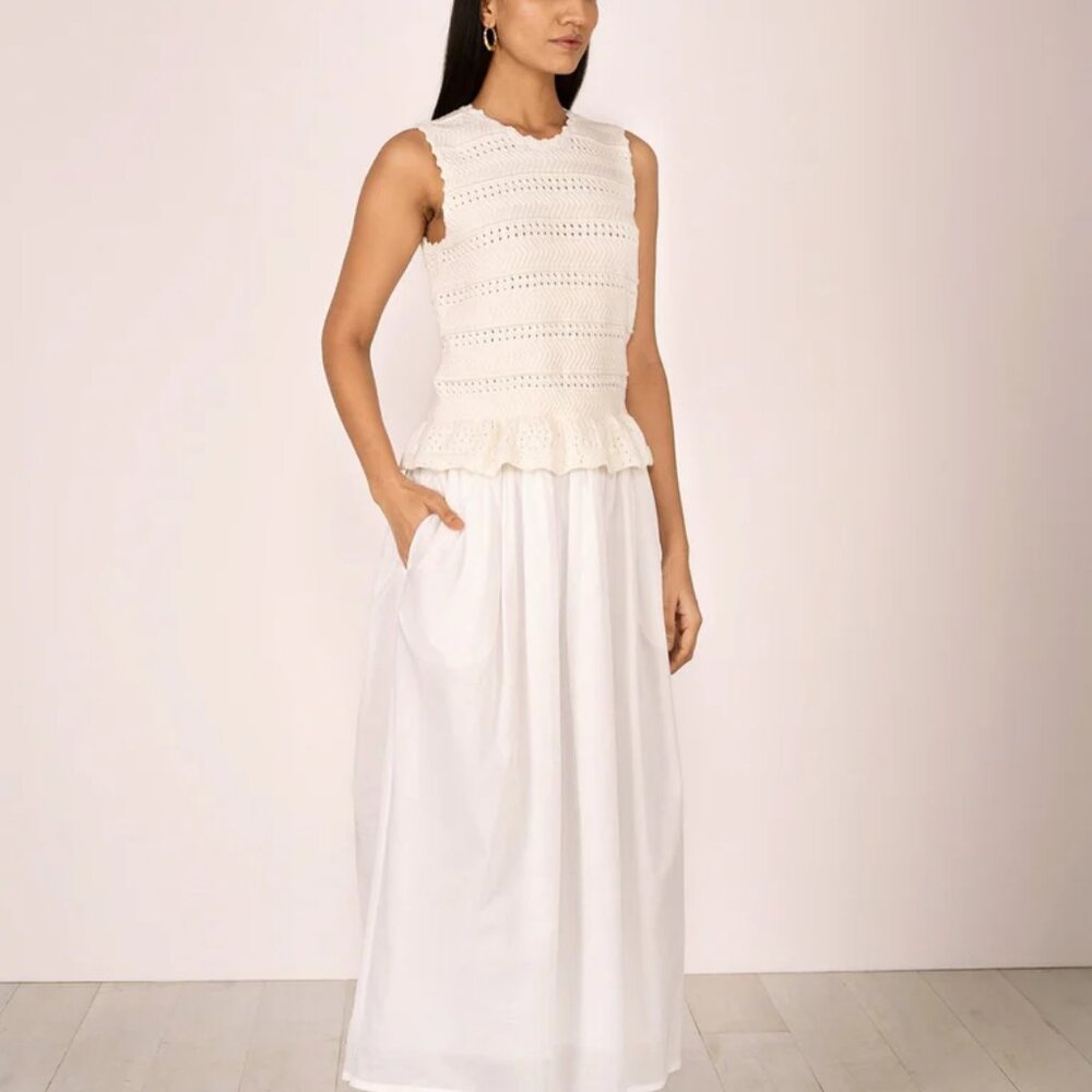 NWT BANJANAN HEATHER CROCHET COTTON MAXI DRESS CREAM